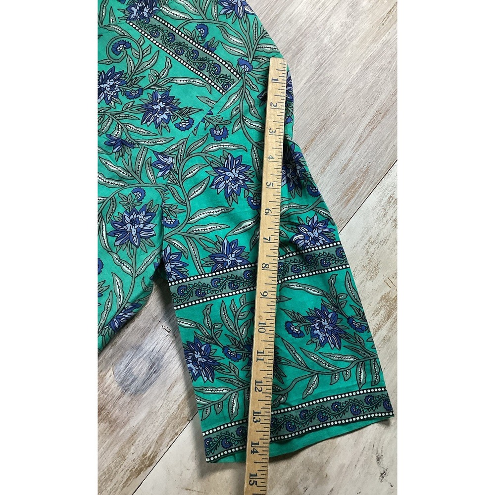 Vermont Store Green Top With Blue Flowers Cotton Women's M Boho Cottage Core - Picture 5 of 5